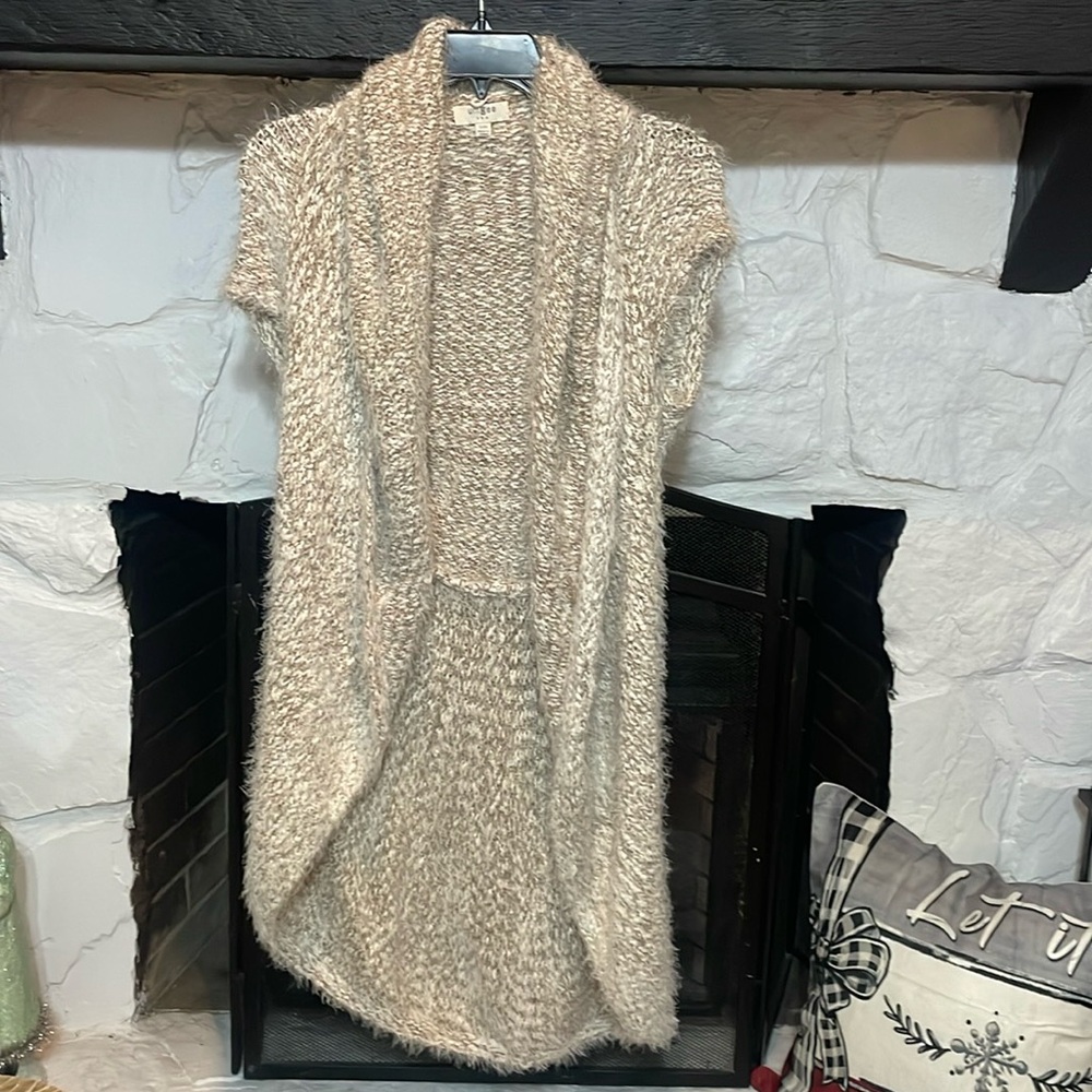Umgee S/M sweater vest coat brown tan sooo soft like new